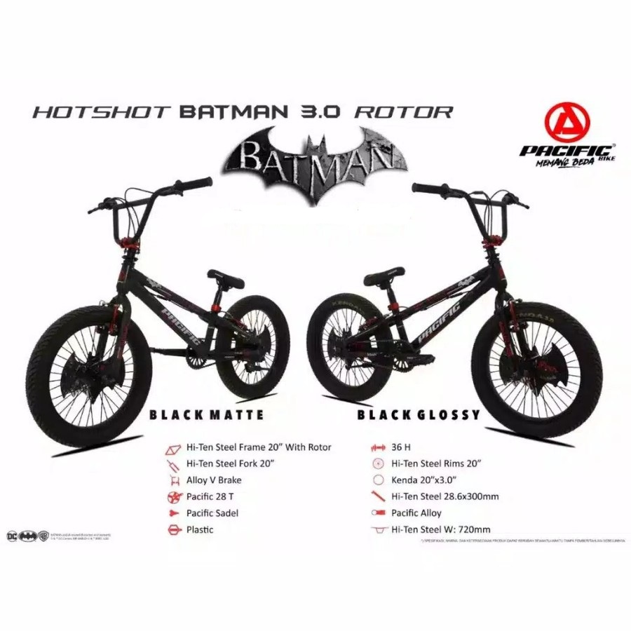 Sepeda Anak BMX HOTSHOT BATMAN 3.0 ROTOR 20 Inch Pacific Garansi SNI-2