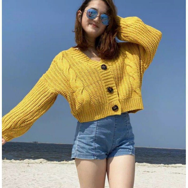 crop cable cardy/ cardigan premium/rajut cardigan premium