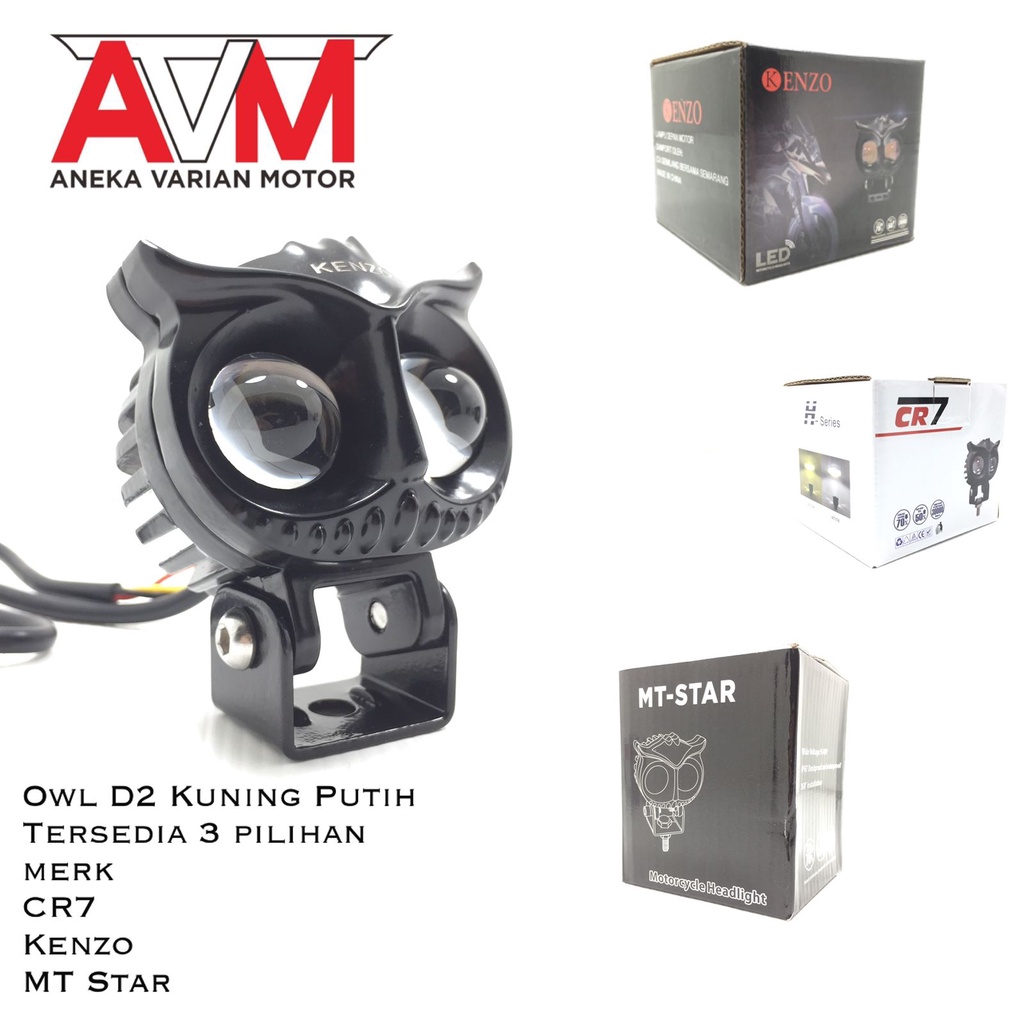 Lampu Tembak OWL Led  2 Mata Putih Kuning