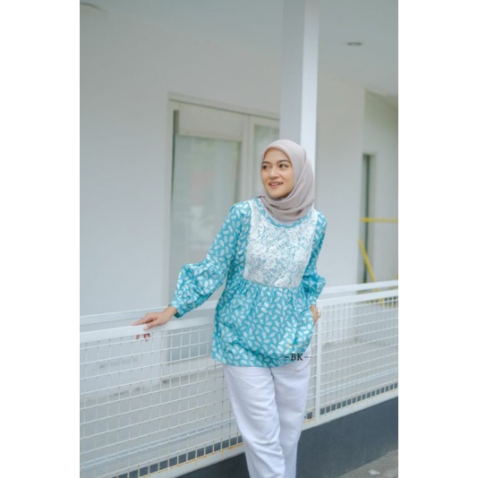 BLOUSE BATIK MODERN SOFTCOLOR MIX LACE || ATASAN WANITA || M-L-XL-XXL