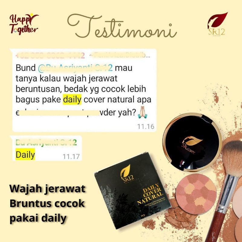 DAILY COVER NATURAL / BEDAK PADAT / SPF 15 / BEDAK PREMIUM / MENUTUPI BEKAS JERAWAT / FLEK HITAM / BEDAK TAHAN LAMA