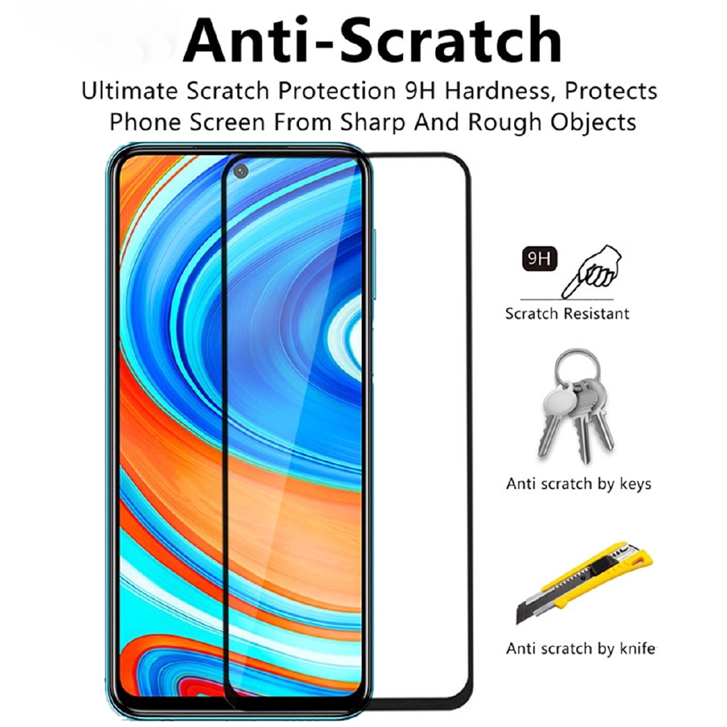 3in1 Pelindung Layar Tempered Glass+Lensa Film Karbon Fiber Untuk Xiaomi Redmi 9A 9C Note 9 Note 9 Pro Note 8 Pro Note 9s