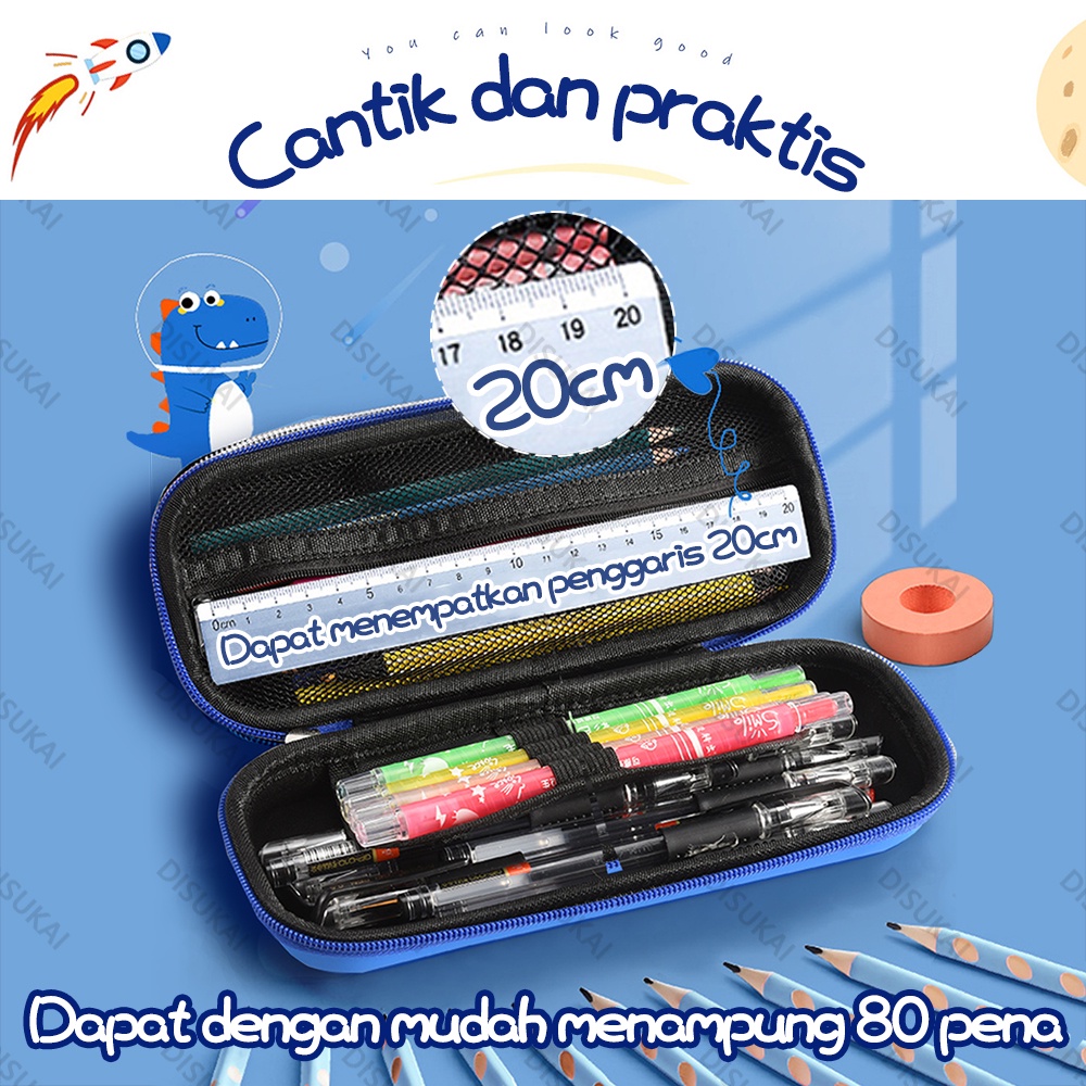 【Stok Baru】Kotak pensil kartun 3D Sekolah mulai Menghadiri kelas  Penyimpanan Anak Tahan air  Tidak mudah kotor Ukuran besar