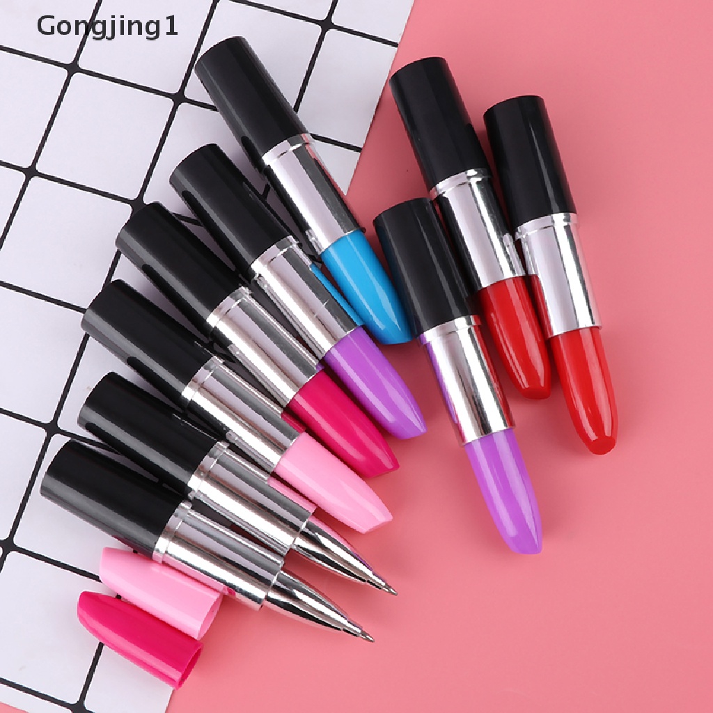 Gongjing1 1pc Pulpen Bentuk Lipstick Kartun Untuk Sekolah / Kantor