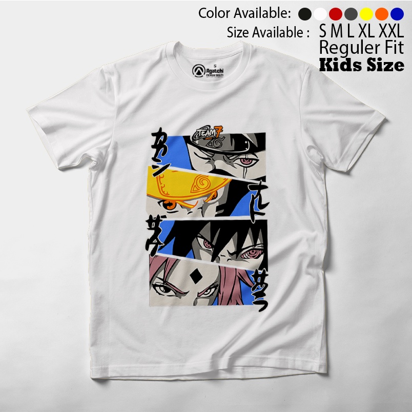 Baju Kaos Atasan Anak Laki-Laki Kids T Shirt Anime Naruto Shipuden Team 7 Kakashi Naruto Sasuke Sakura