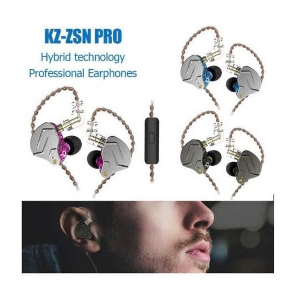 Earphone Headset KZ ZNS Pro with MIC  Hybrid  Hifi Sound 118103