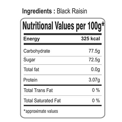 Kismis Hitam / Black raisin Organic, USA PREMIUM 250 GRAM