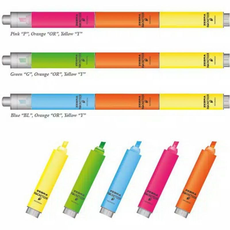 

Highlighter Zebra Rocketeer - 3 Colours in 1