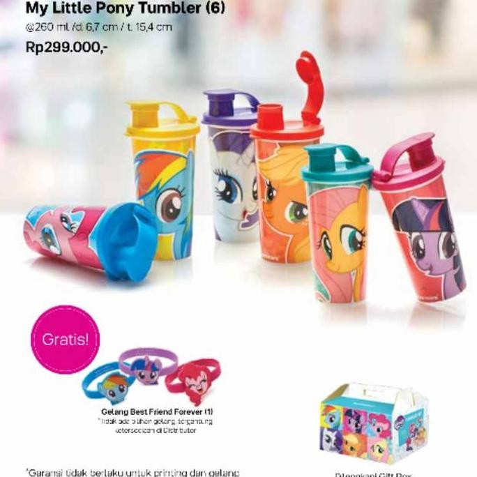 My Little Pony Tumbler Set (6) Botol Minum Anak Tupperware Alat Makan Minum Original