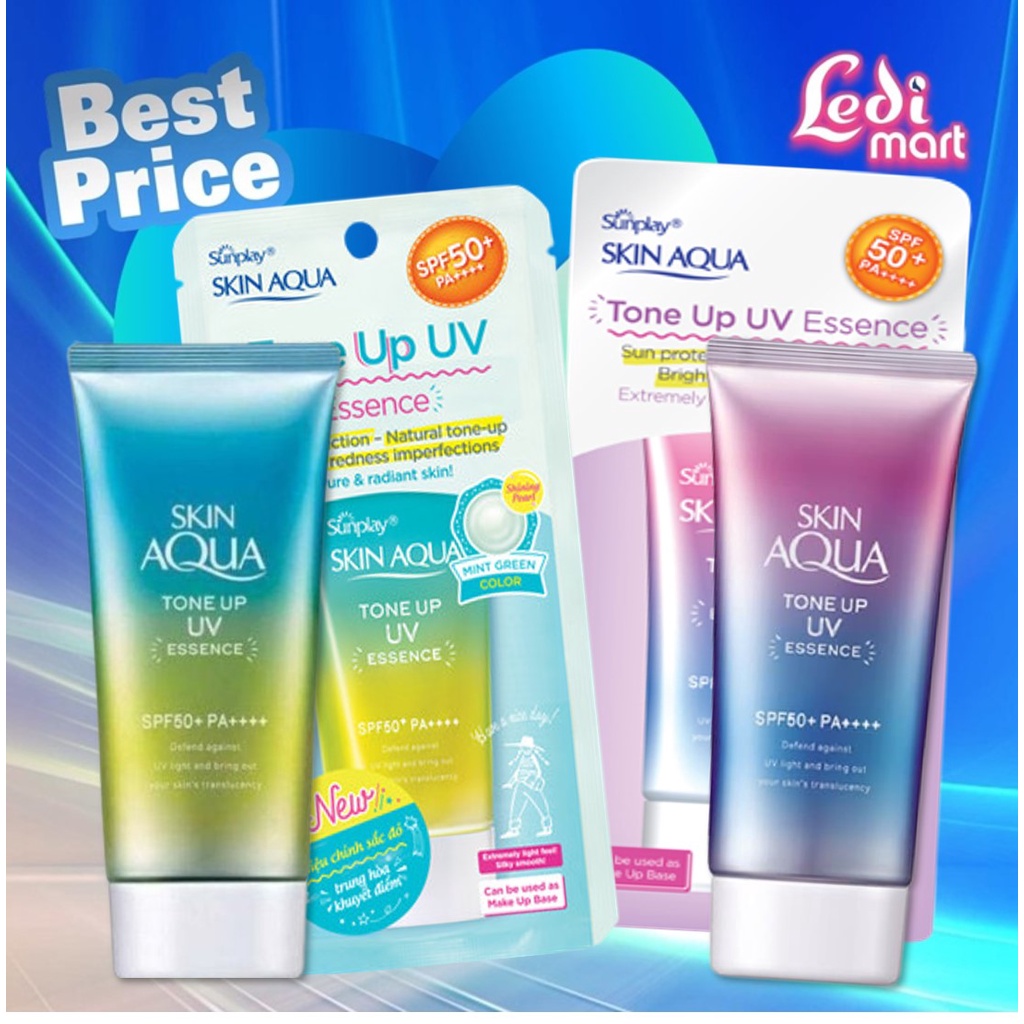 ORIGINAL Skin Aqua Tone Up UV Essence 40gr Series / Sun Screen Wajah / Sunscreen / Sun Block / Tabir Surya / Tone Up Lavender / Tone Up Mint / LEDI MART