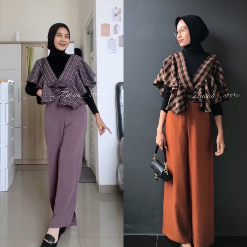 NABIL KOREAN TOP // VEST RUFFLE KOREA TARTAN // ROMPI KOREA VIRAL IKAT PITA KOTAK // VEST YURA