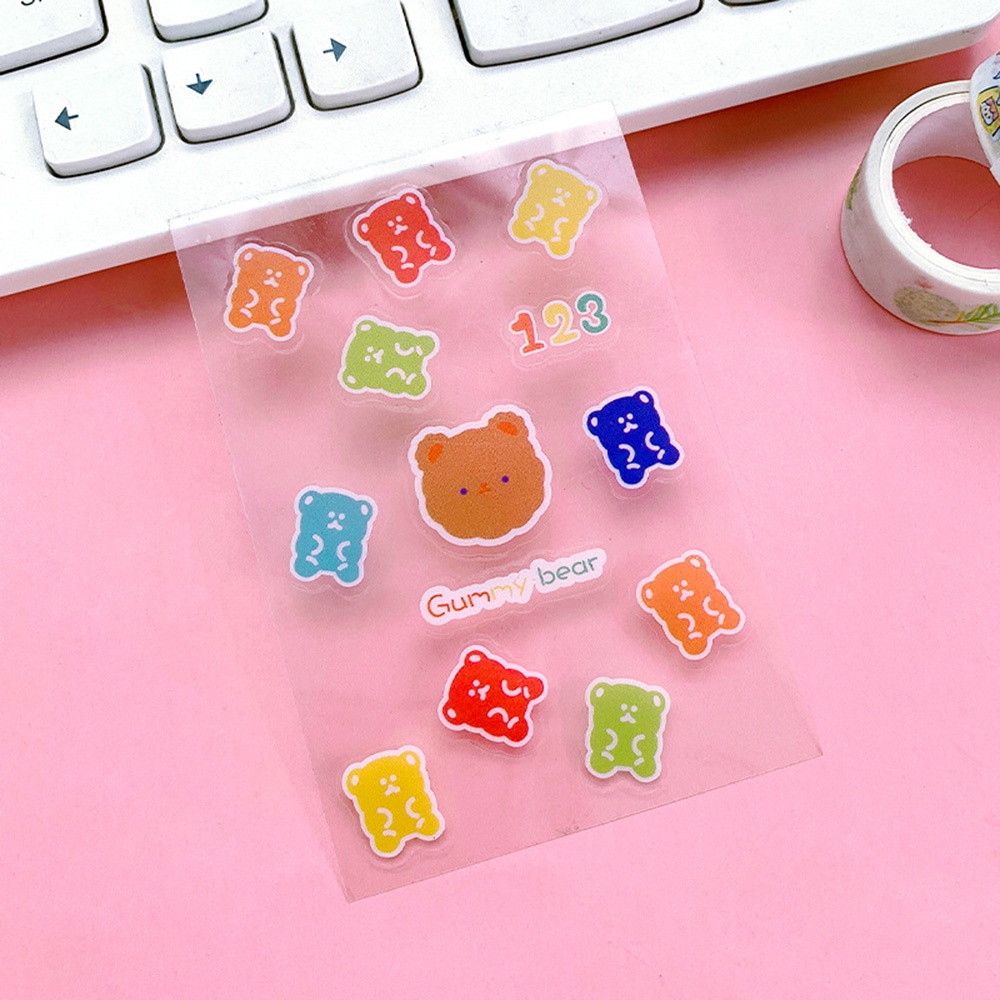 【COD Tangding】5pcs/set Cartoon Cute Hand Account Decoration Sticker Ins Wind Transparent PET Waterproof Sticker No Box