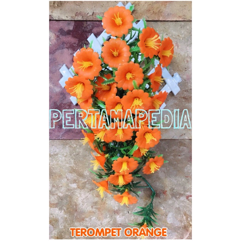 C5 BUNGA TEROMPET PLASTIK/Bunga Artificial/Bunga Dekorasi/Bunga Hiasan/Bunga Dinding/Bunga Pajangan-Orange