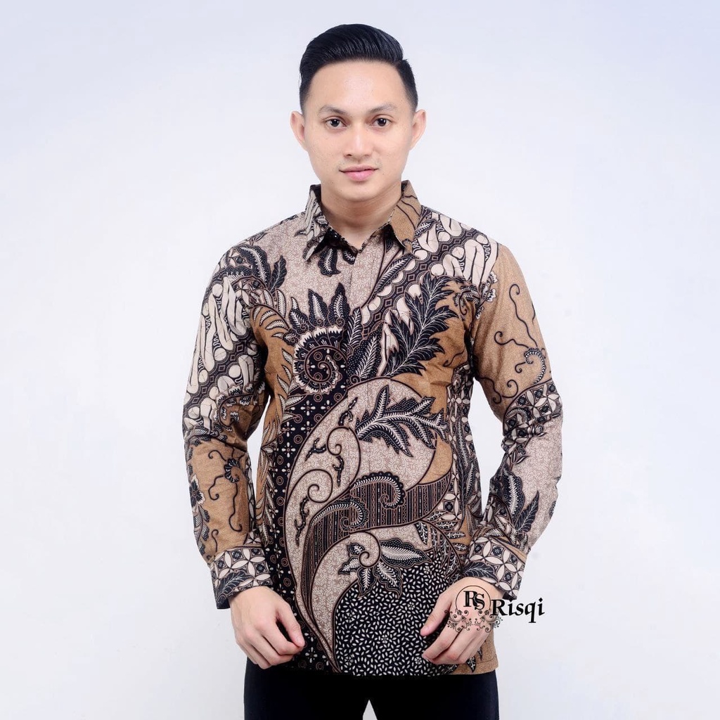 Batik Pria Lengan Panjang BATIK LISA Pekalongan motif KERATONAN size M L XL  COD