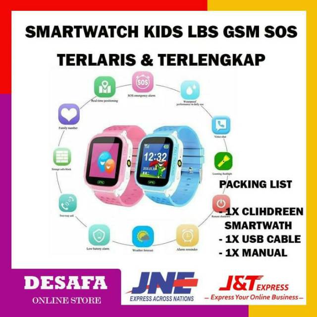 Smartwatch kids jam tangan anak jam hp smart watch kids lbs sos gsm merah muda & pink Terlengkap