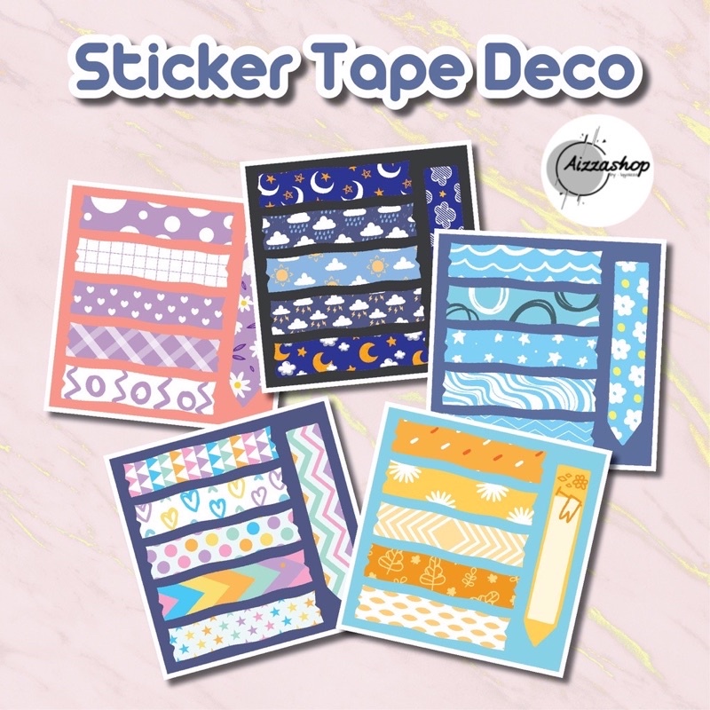 

READY | Stiker Tape Deco / Stiker Mini Pack Tape / Stiker Aesthetic Tape / Stiker Cute Washi Tape