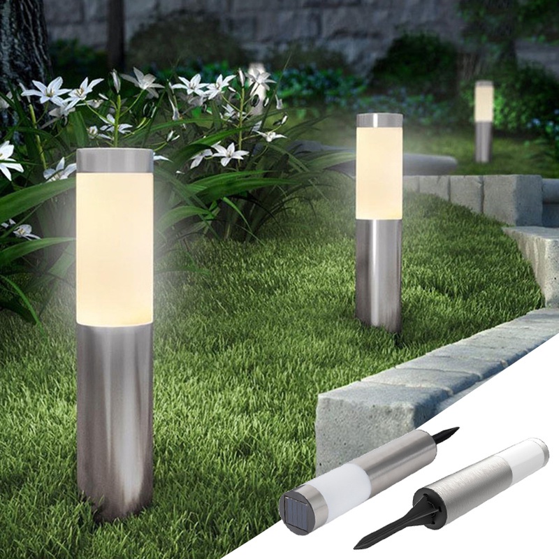 Lampu Malam Led Tenaga Surya Bahan Stainless Steel Anti Air Untuk Outdoor / Pagar / Taman / Jalan Setapak