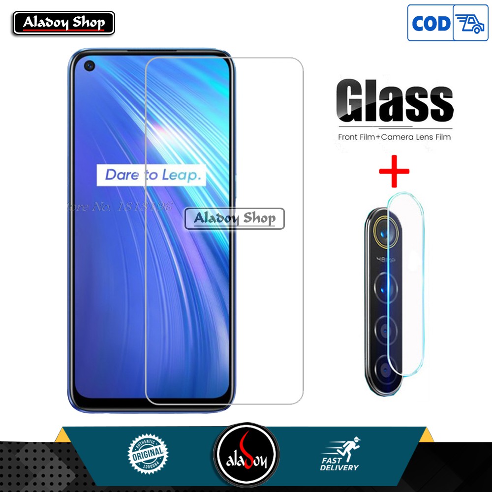 Tempered Glass Layar Clear Realme 6 , 6 Pro Screen guard + Antigores Tempered Glass Camera Back Lens