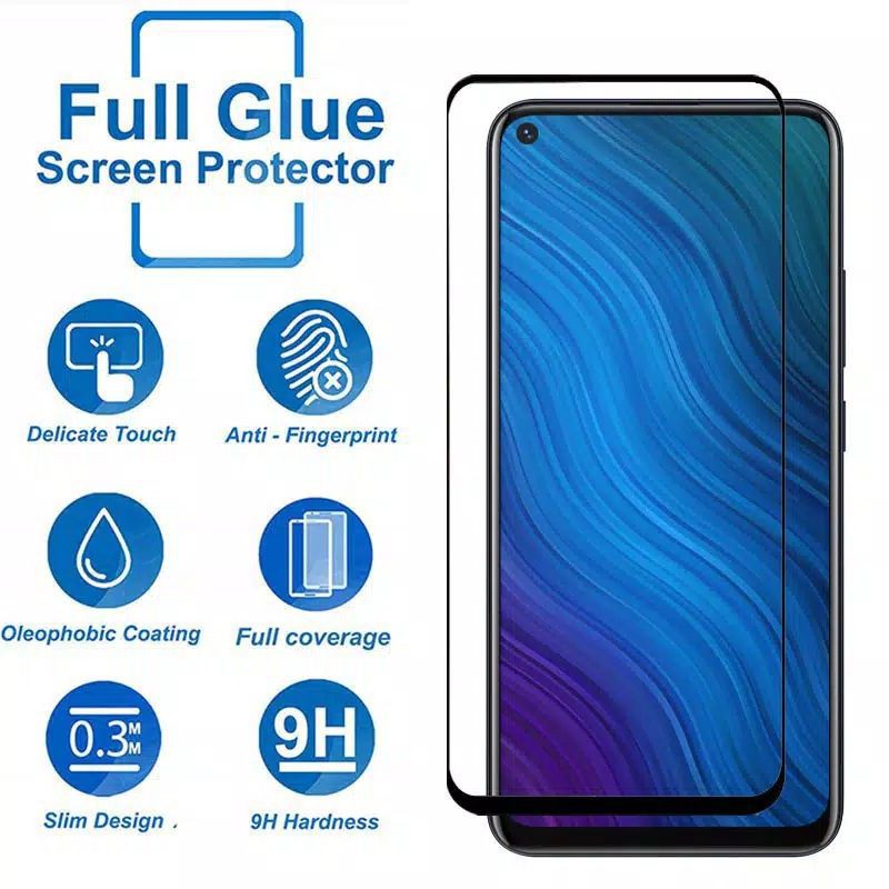 Tempered glass full oppo A15/A52/A53/A72/A83/A91/A92/Reno 2/2F/reno 3/reno 4/reno 4F/reno 5/reno 5F