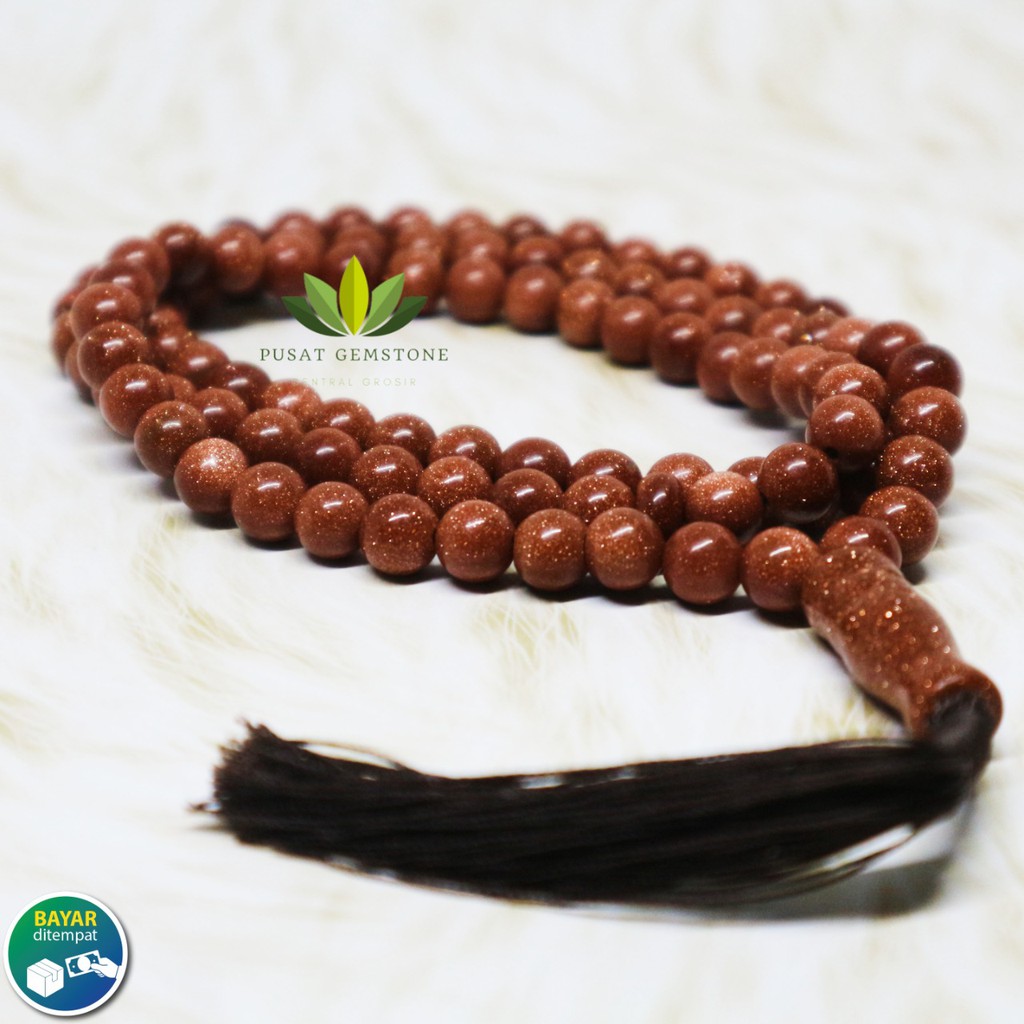 tasbih Batu Pasir Emas Asli Natural 99