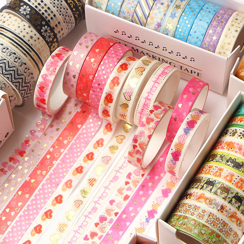 10 Pcs / Set Stiker Tape Washi Motif Lucu Untuk Scrapbook