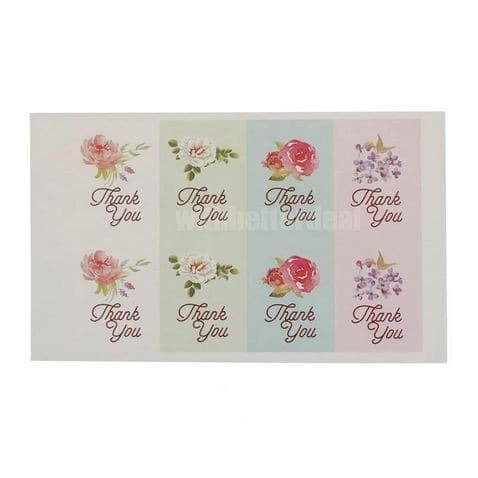 Paper Tags Sticker &quot;THANK YOU&quot; - 4 Color Flower (1sheet/10pcs)