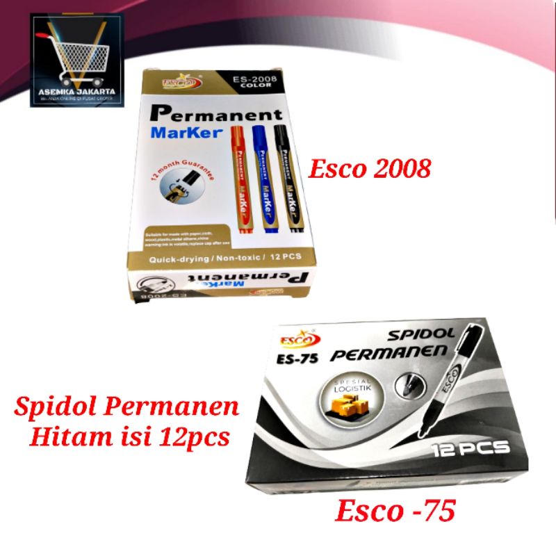 

Spidol Besar Permanent Esco lusinan 12pcs