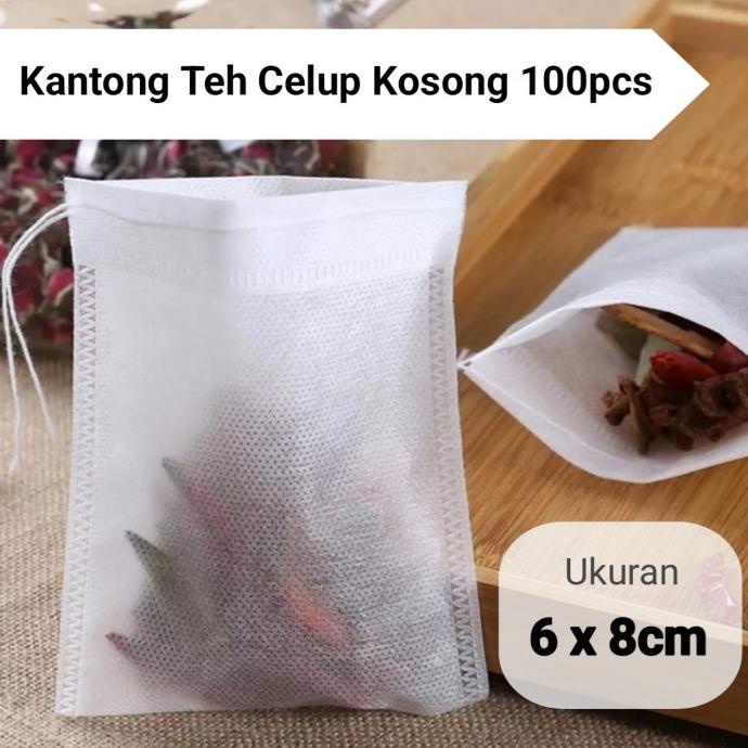 

hanya disini] Kantong Saringan Teh Celup Kosong Tali Tea Bag Kecil 6 x 8cm 100Pcs