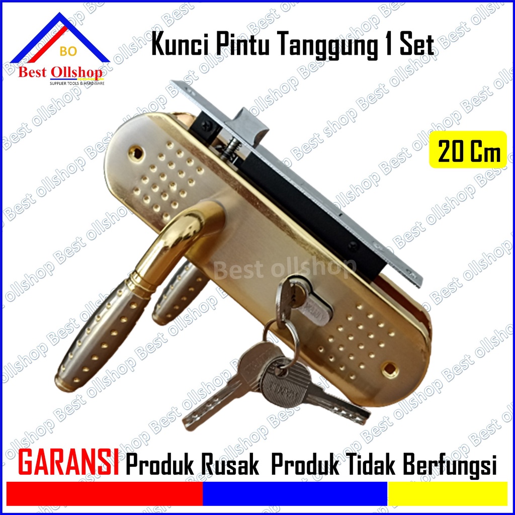 Handle Pintu Kunci Rumah Slot Set Tanggung Putih Kuning 01