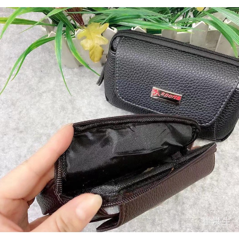 DOMPET HP PINGGANG MUAT DI SABUK GESPER BAHAN KULIT SINTETIS KILAT UNTUK HP BESAR