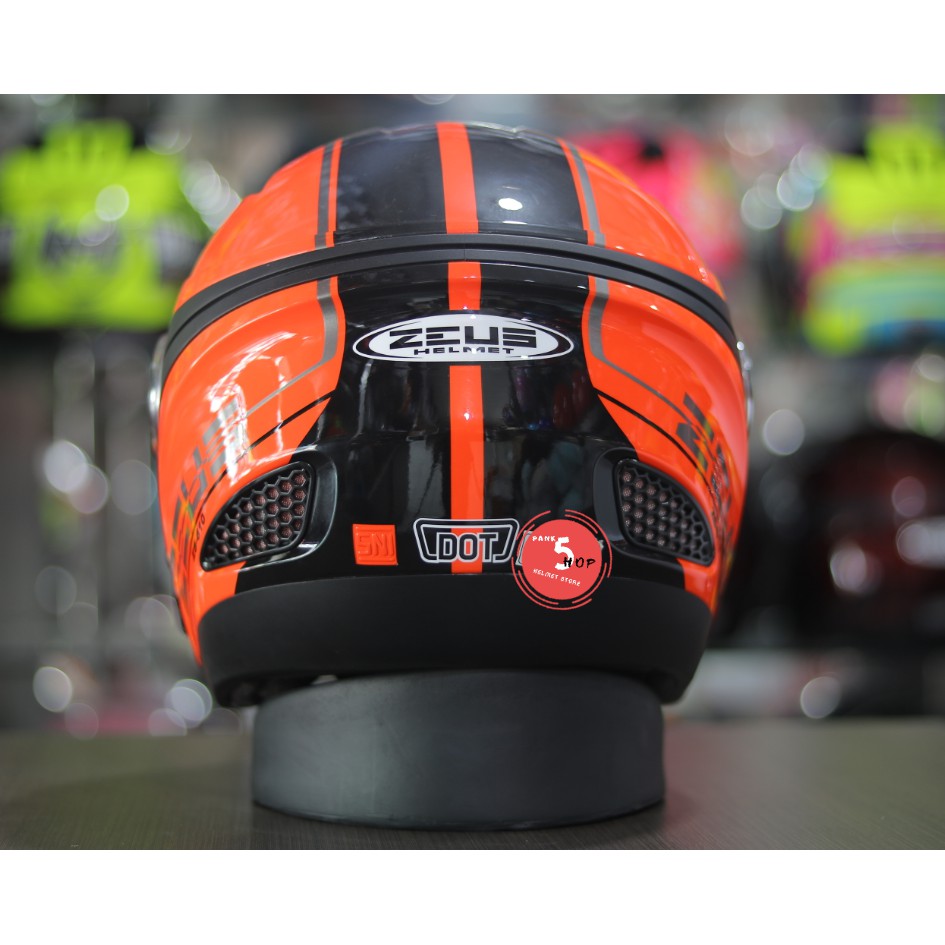 Helm Zeus Zs610 Half Face Orange Black