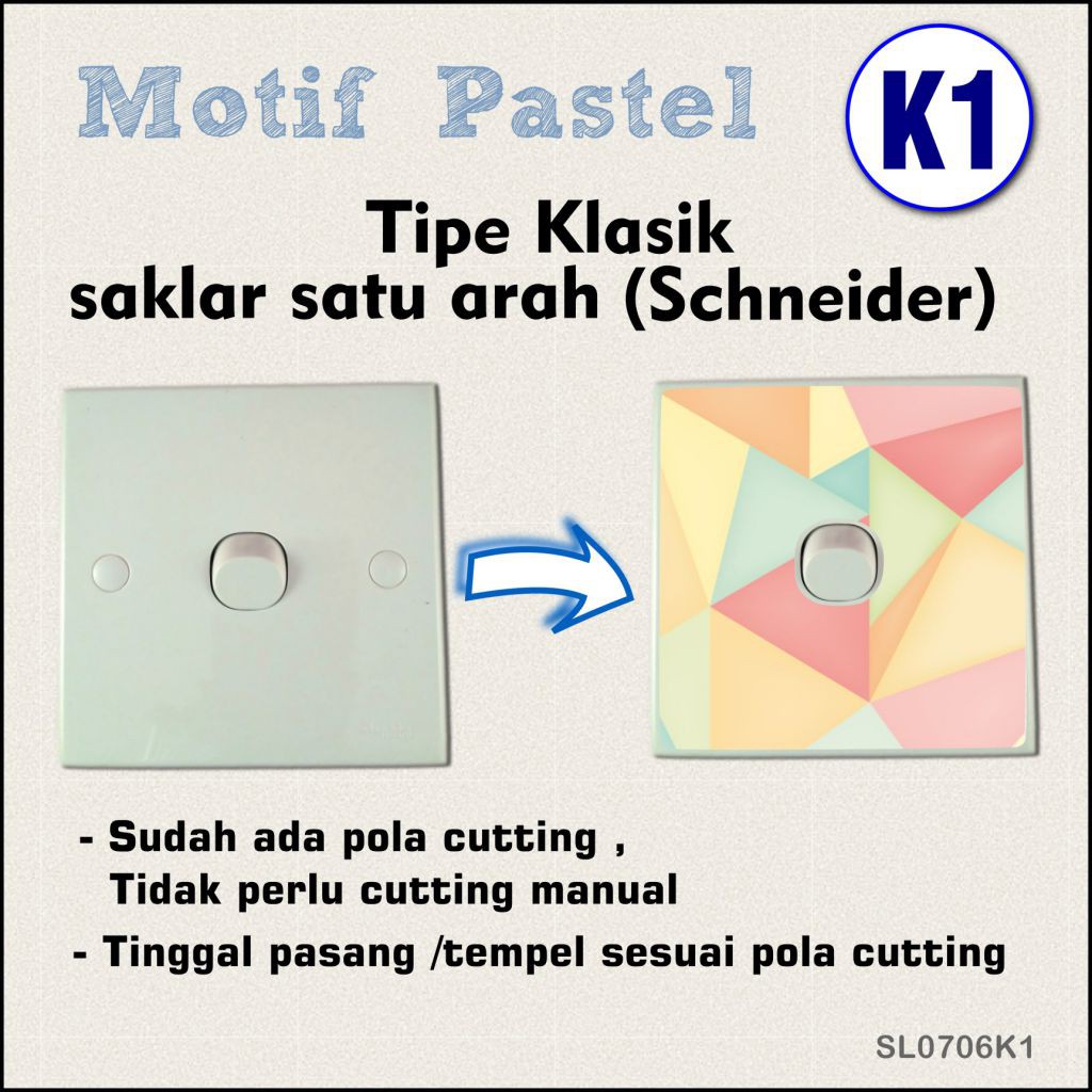 Pastel 06 - Sticker Custom Saklar Dinding / Tombol Lampu  Motif Unik 8cm