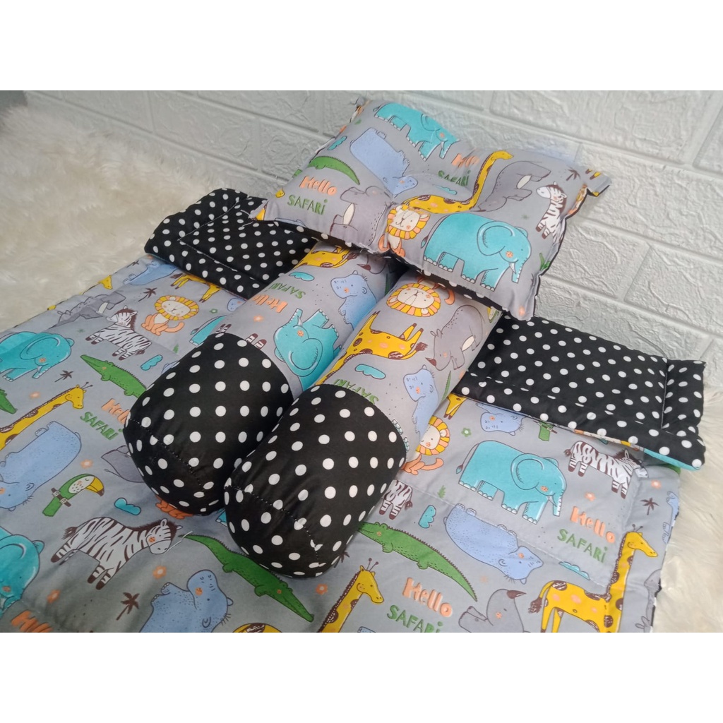 [Baby Bed Set]Bedcover Set Bayi Selimut Bayi Lengkap Dan Murah-bc black safari