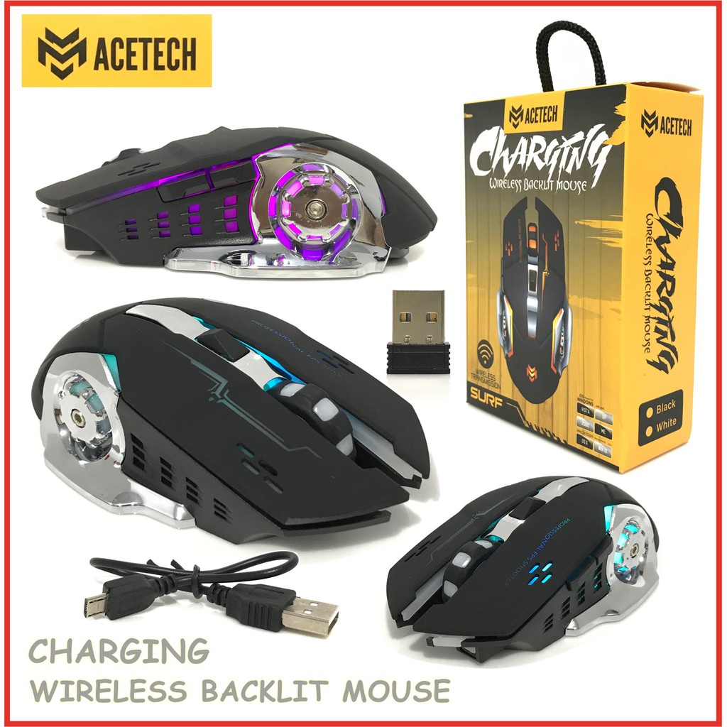 Mouse Wireless Gaming Acetech With Charging