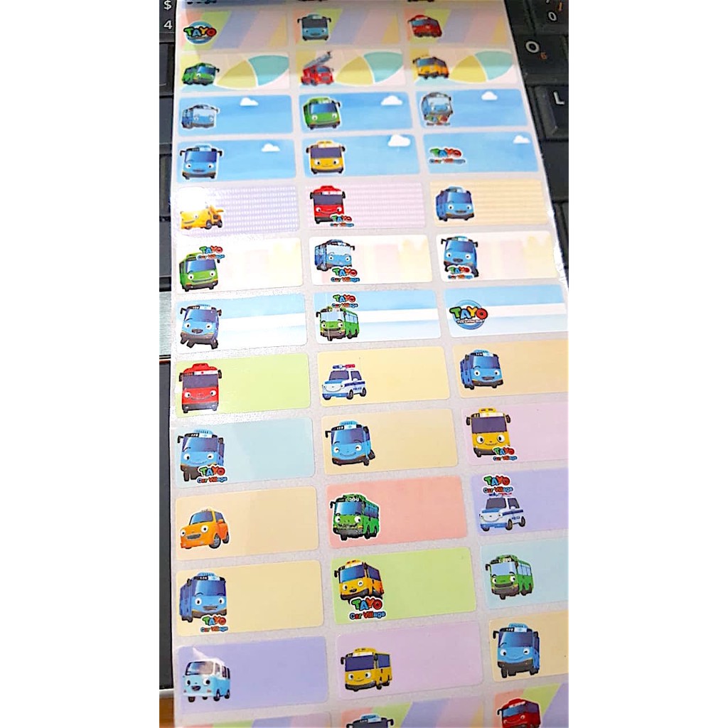 

Label Nama Anti Air Sticker Waterproof Tayo