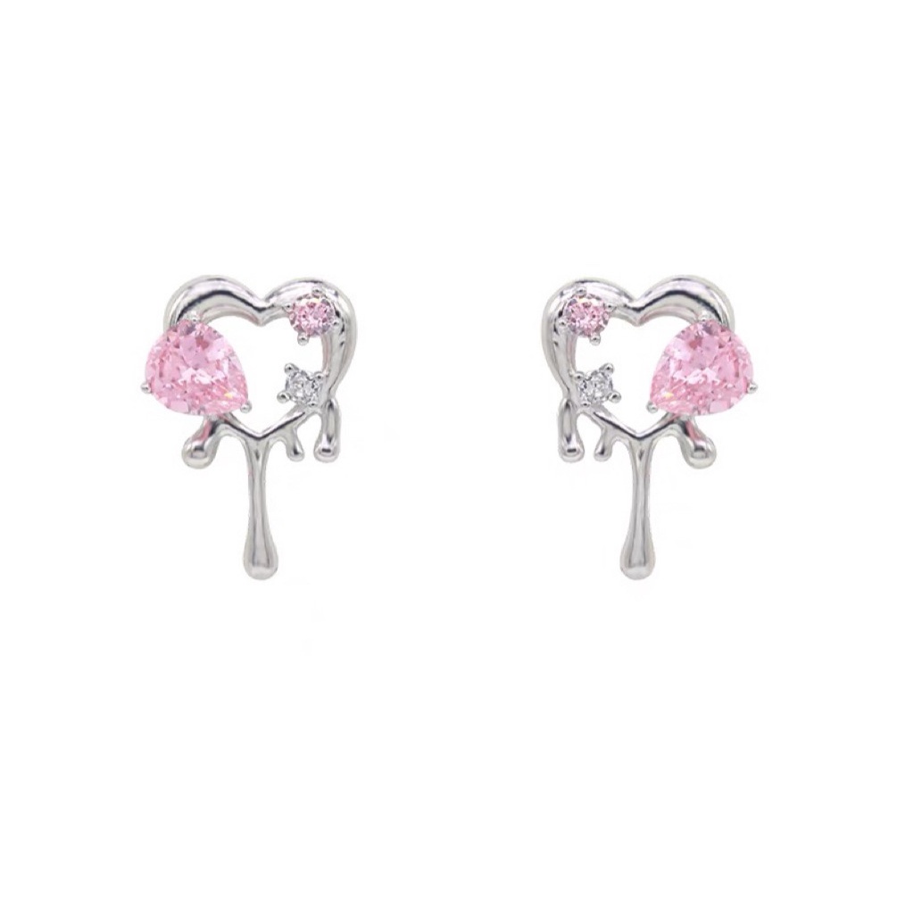 Anting Kristal Bentuk Hati Water Drop Warna Silver Untuk Wanita