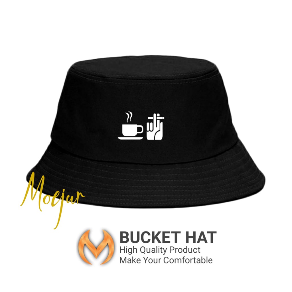 Bucket Hat Pria Wanita  Kopi Rokok Topi Moejur Premium Terpopuler