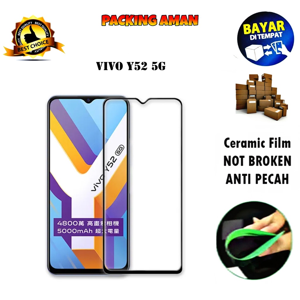 Tempered Glass Vivo Y52 5G FULL COVER FULL SCREEN Ceramic Film Anti Gores