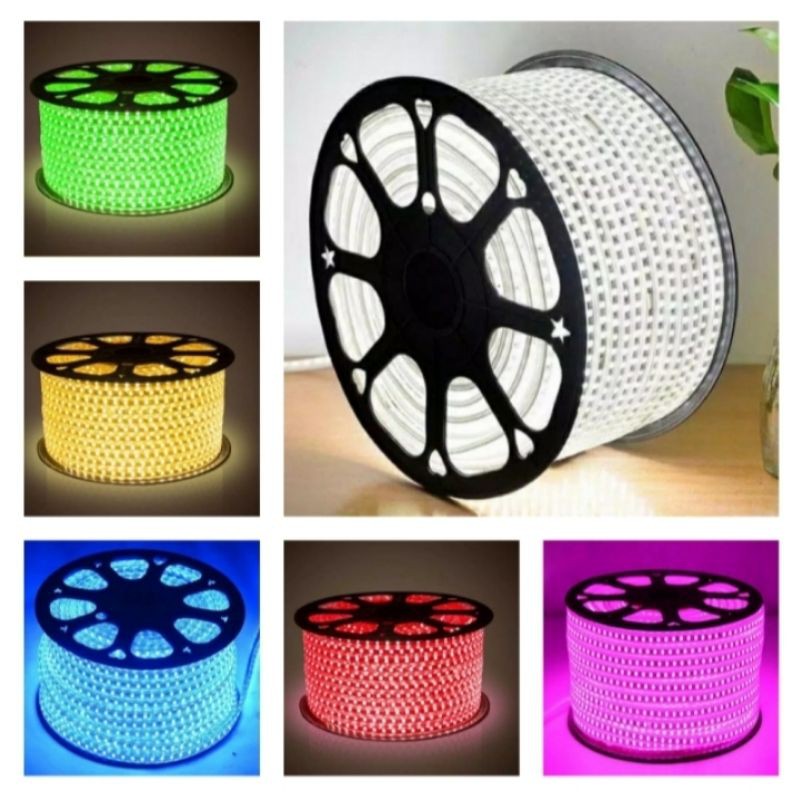 Lampu LED Strip Selang 5050 SMD Hias Dekorasi Cafe Plafon Rumah Gedung Etalase Biru Putih Kuning