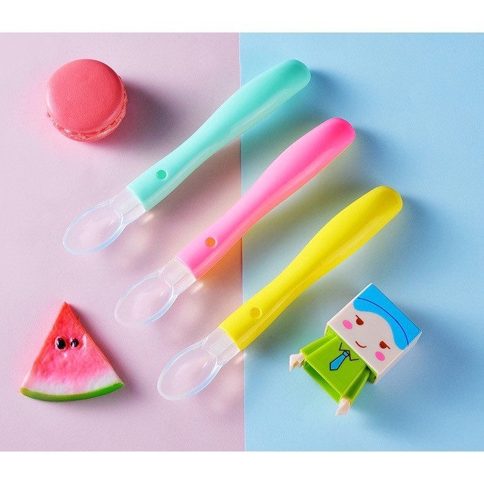 (BC) SENDOK MAKAN  BAYI SILIKON BABY SILICONE SPOON PERALATAN PERLENGKAPAN MAKAN MPASI