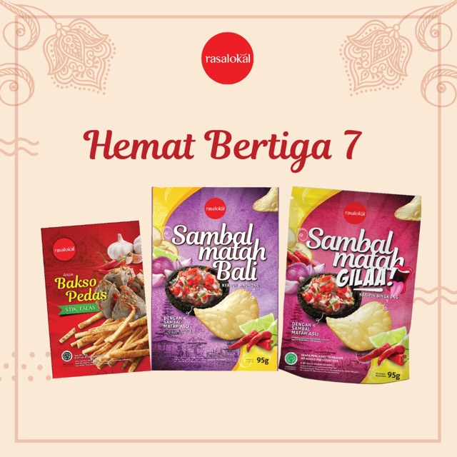 Hemat Bertiga 7 47K Rasa Lokal Keripik Singkong Cocolan Sambal dan Talas