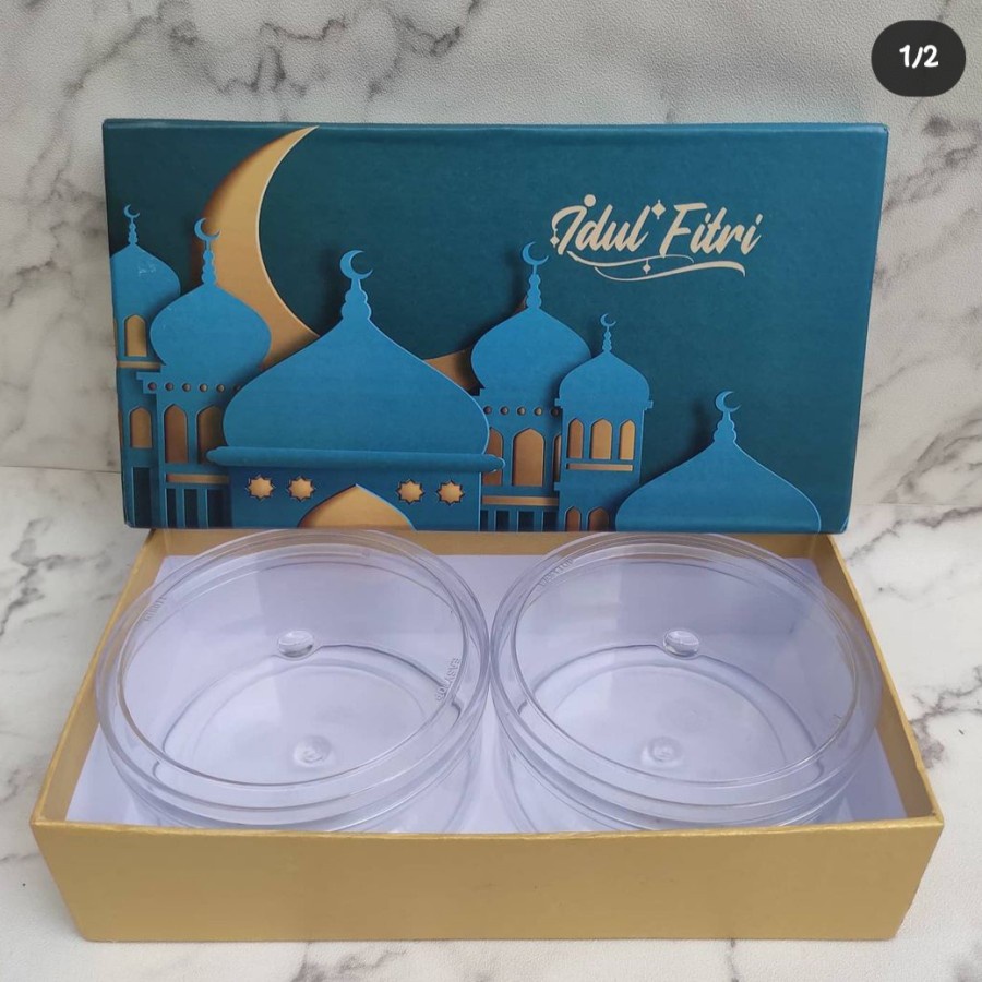 

Hardbox Idul Fitri Biru / Hampers Idul Fitri / Kotak Kue Kering