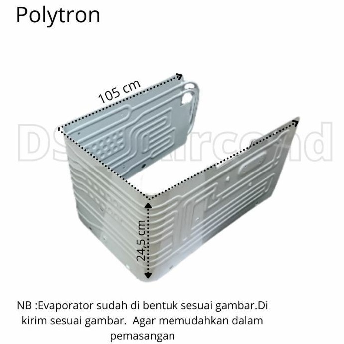 Evaporator Kulkas 1 Pintu Polytron 105x24,5