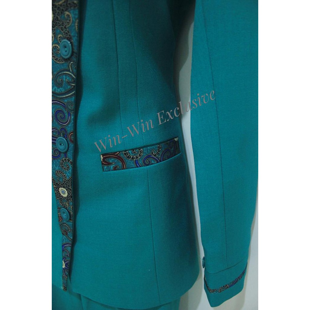 Setelan Blazer Baju Kerja Kantor Wanita Hijau Toska (Rok Atau Celana) Best Quality