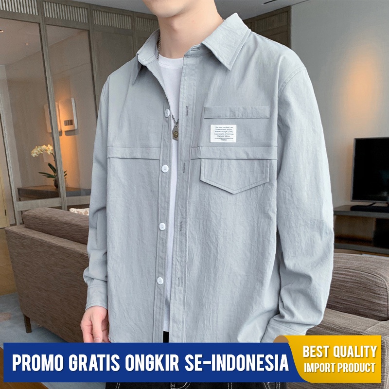 Kemeja Pria Lengan Panjang Korea Tren In an Import