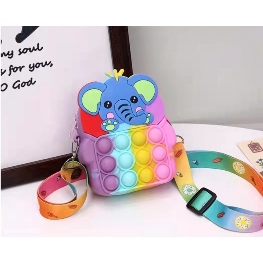 Tas Popit Selempang Jelly Anak Perempuan sling Bag POP it mini dompet