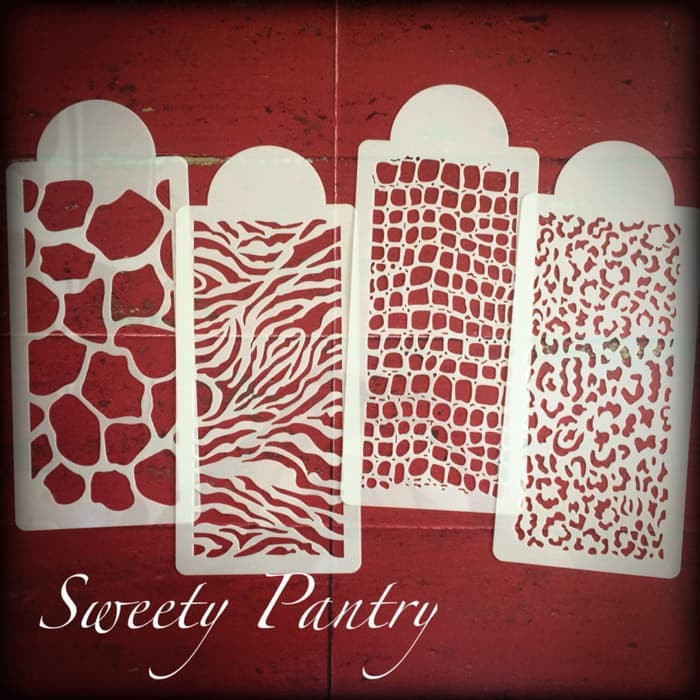 

stensil kue / cake stencil / alat hias kue model persegi set 4