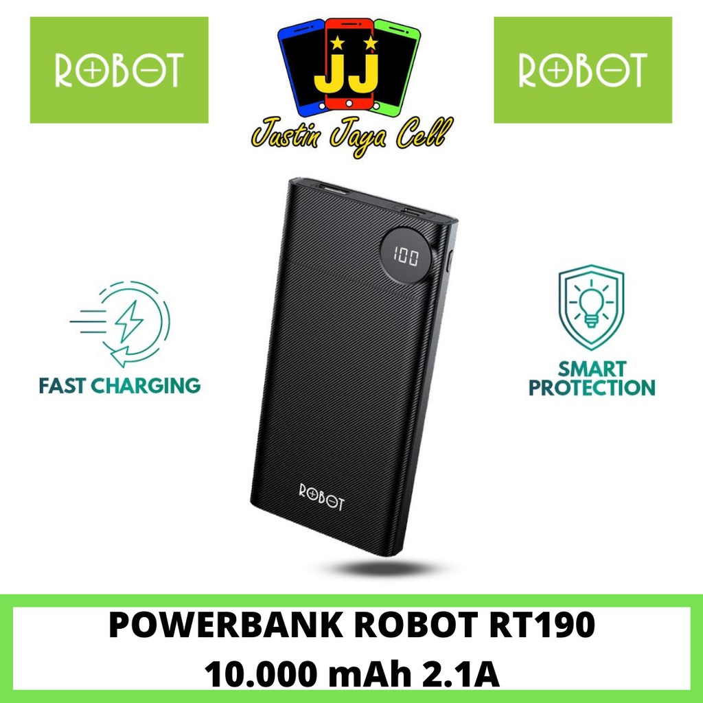 Powerbank ROBOT 10000 mAh RT190S 2,1A LED Display Dual Output Input