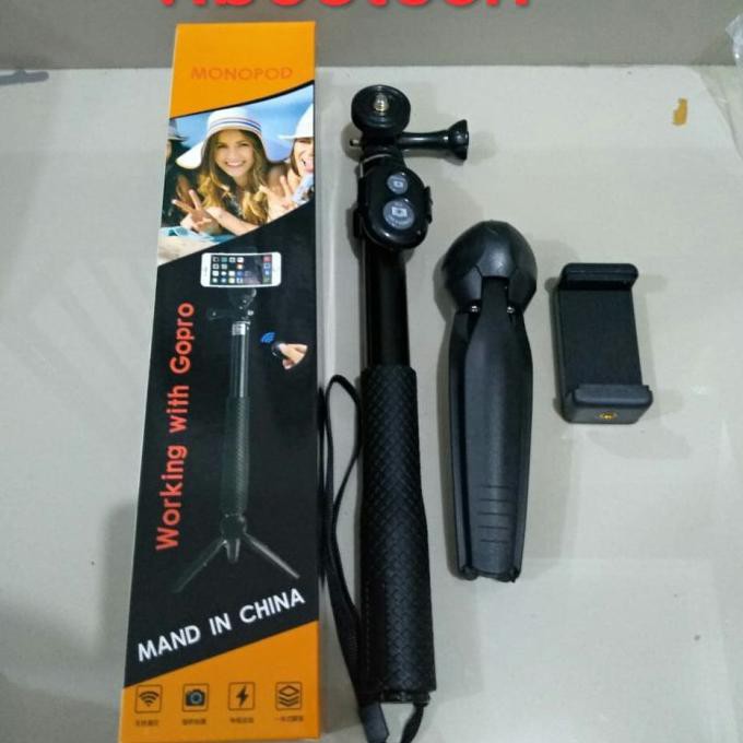 Tripod Tongsis Gopro 4In1 Remote Bluetooth Holder