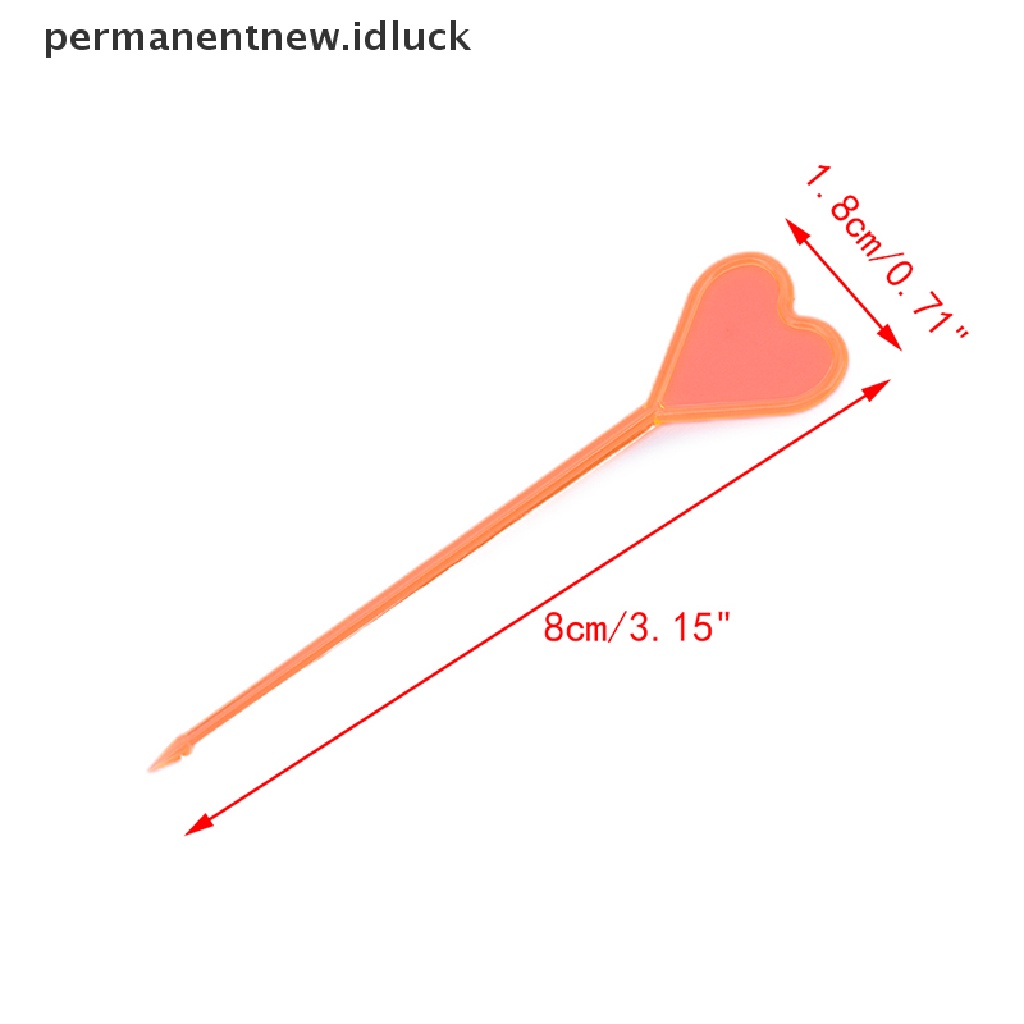 50 Pcs Garpu Buah Sekali Pakai Bentuk Hati Panah Bahan Plastik
